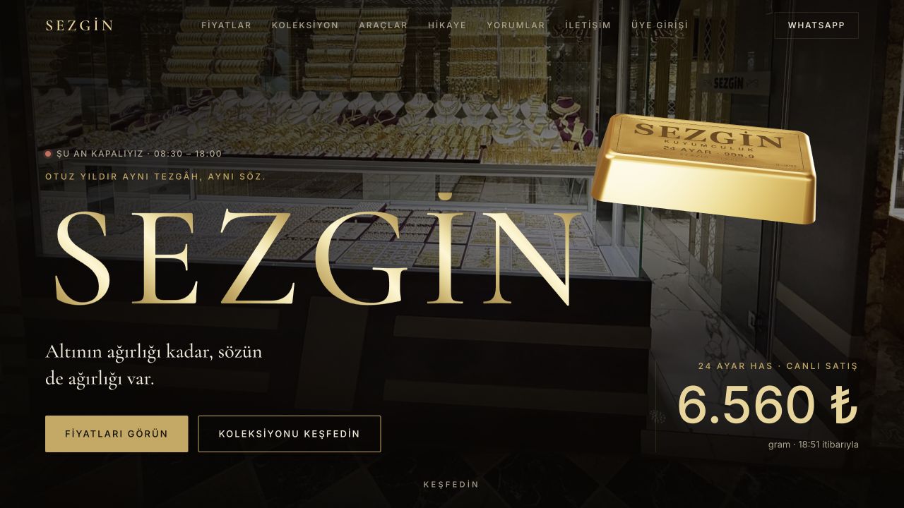 Sezgin Kuyumculuk gerçek web sitesi